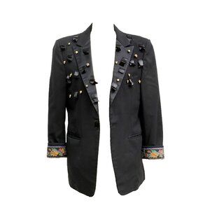 1980s SUM-ES Los Angeles Reworked Embellished Ribbon & Gold Bead Art Blazer Jack